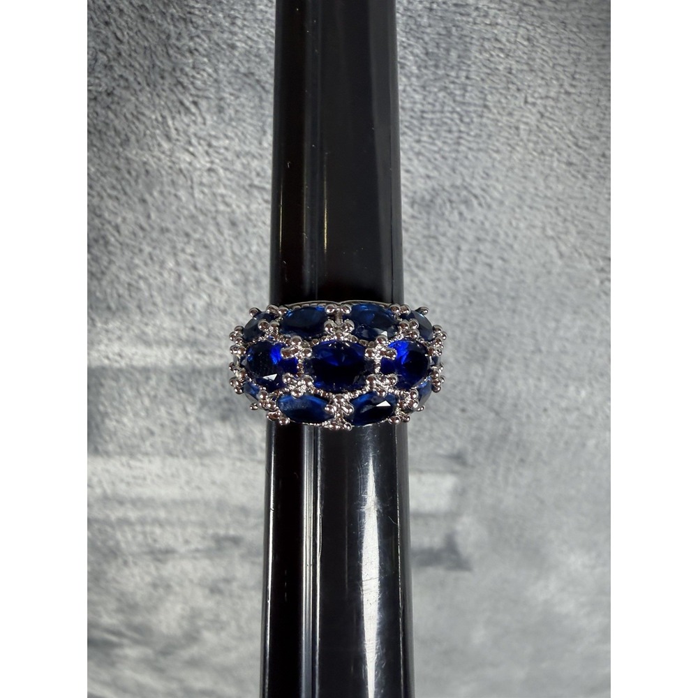 Sterling Silver (925) Lab Sapphire Cluster Ring
